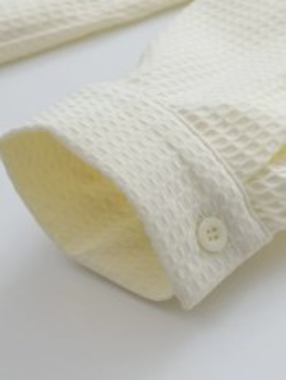 White Waffle Knit Dog Embroidery Long Sleeve Shirt - Picture 4 of 4